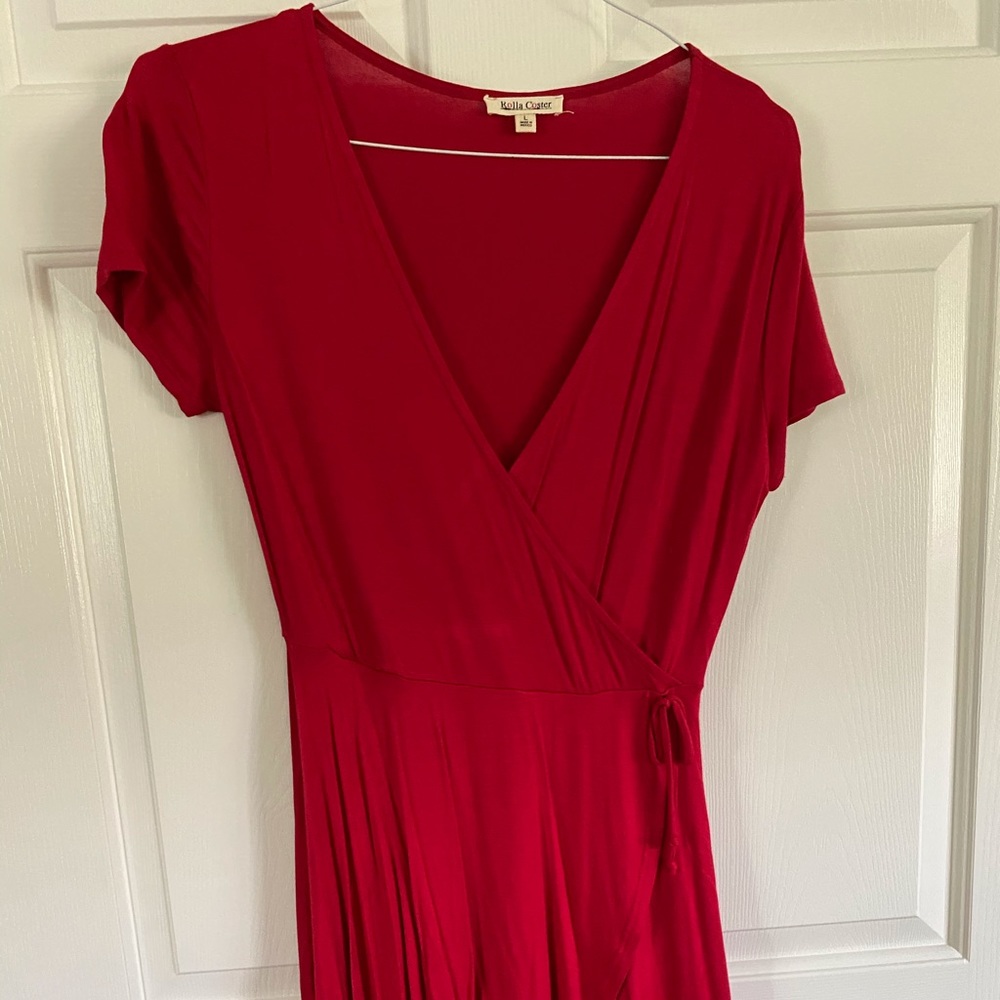 Red V-Neck Dress